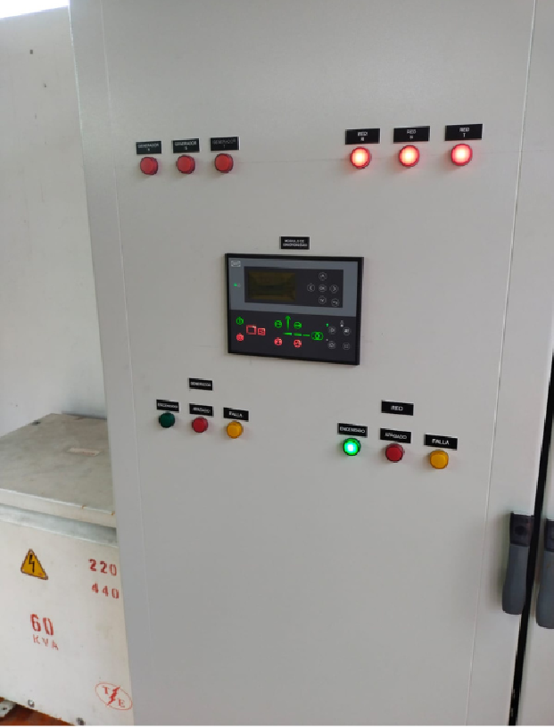 Tablero de transferencias automáticas instalado en subestación eléctrica